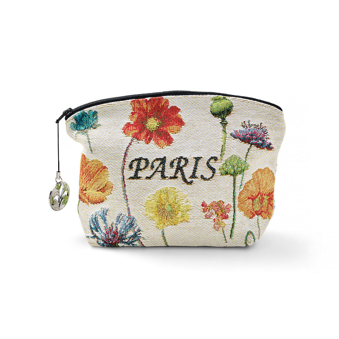 Paris En Fleurs Cosmetic Bag - Waterproof Makeup Pouch for Travel & Daily Use | Elegant Floral Design Organizer for Toiletries, Brushes & Beauty Essentials