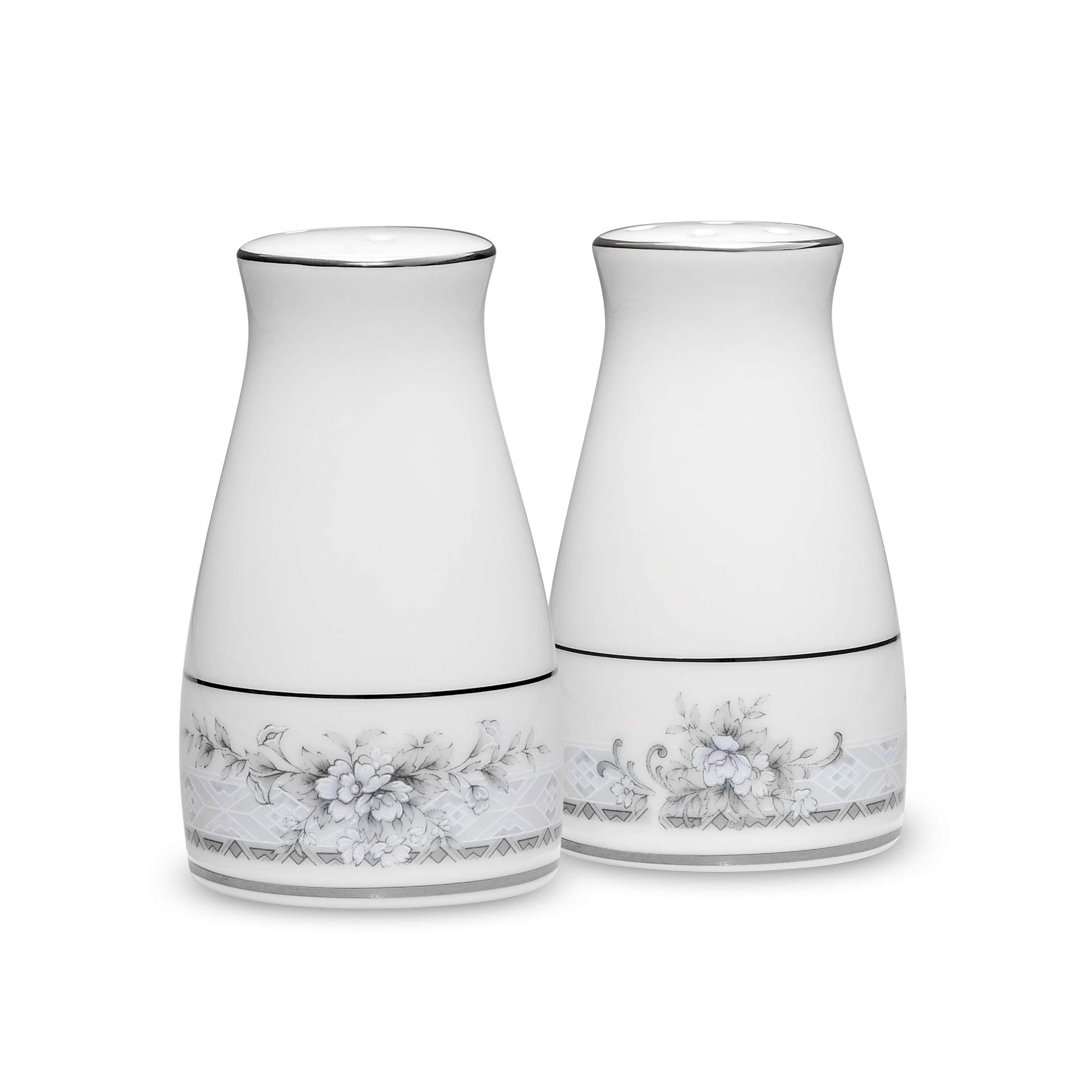 Noritake Sweet Leilani White Salt and Pepper Shakers Set - 4 Inch Ceramic Tableware for Kitchen, Dining, and Gift Giving