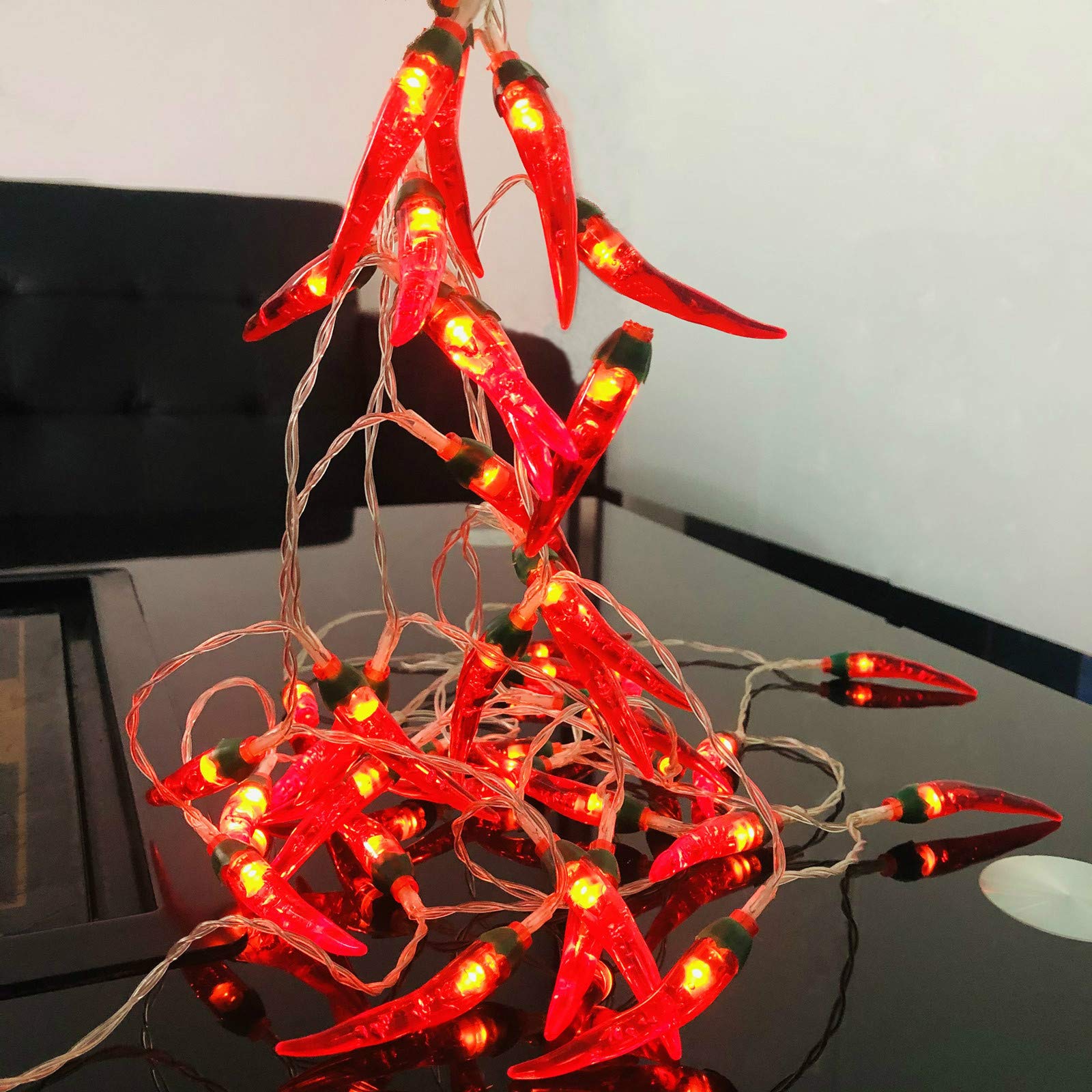 50LED Red Chili Pepper String Lights - 16.4FT Copper Wire Fairy Lights for Home, Wedding, Party & Garden Decor - Plug-in Hanging Garland Wreath Night Lights (Perfect for Patio, Christmas Tree, Bedroom & Outdoor Decorations)