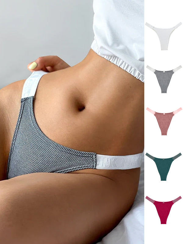 ZASUWA Women's Ribbed Letter Print Underwear - Soft Cotton Panties for Everyday Comfort & Casual Wear