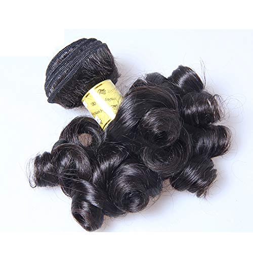Bouncy Short Curly Human Hair Extensions 3pcs Set - 100% Remy Peruvian Hair Wefts Natural Spring Curls (10 10 10inch, Color 1#) for Party, Wedding & Daily Styling