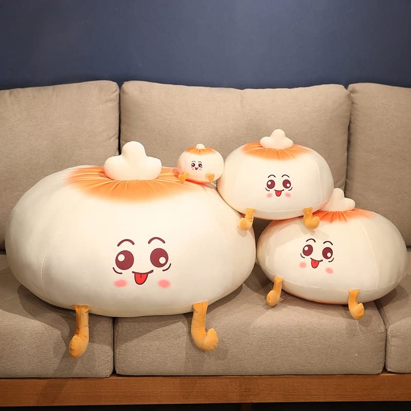 Kawaii Plush Fried Baozi Pillow - Soft Stuffed Food Cushion Toy, Cute Cartoon Doll Decor (12cm Pendant, Round Eyes) | Perfect for Sofa, Bedroom, Gifts & Anime Lovers