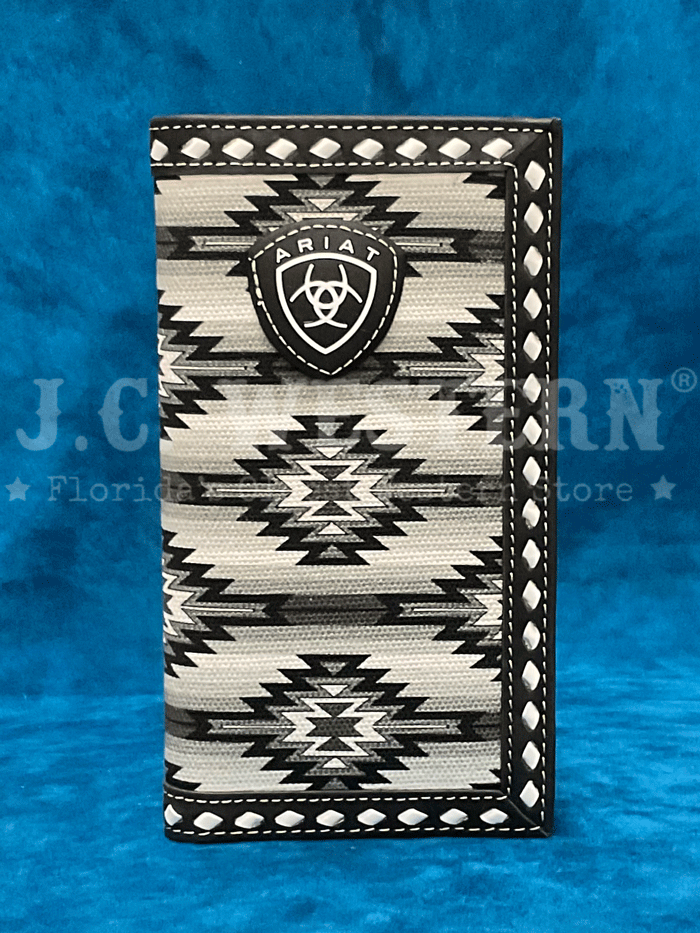 Ariat A3558801 Men's Diamond Lacing Southwestern Rodeo Wallet - Genuine Leather Bifold Wallet for Cowboy & Western Enthusiasts - Perfect for Rodeo, Ranch Work & Everyday Carry
