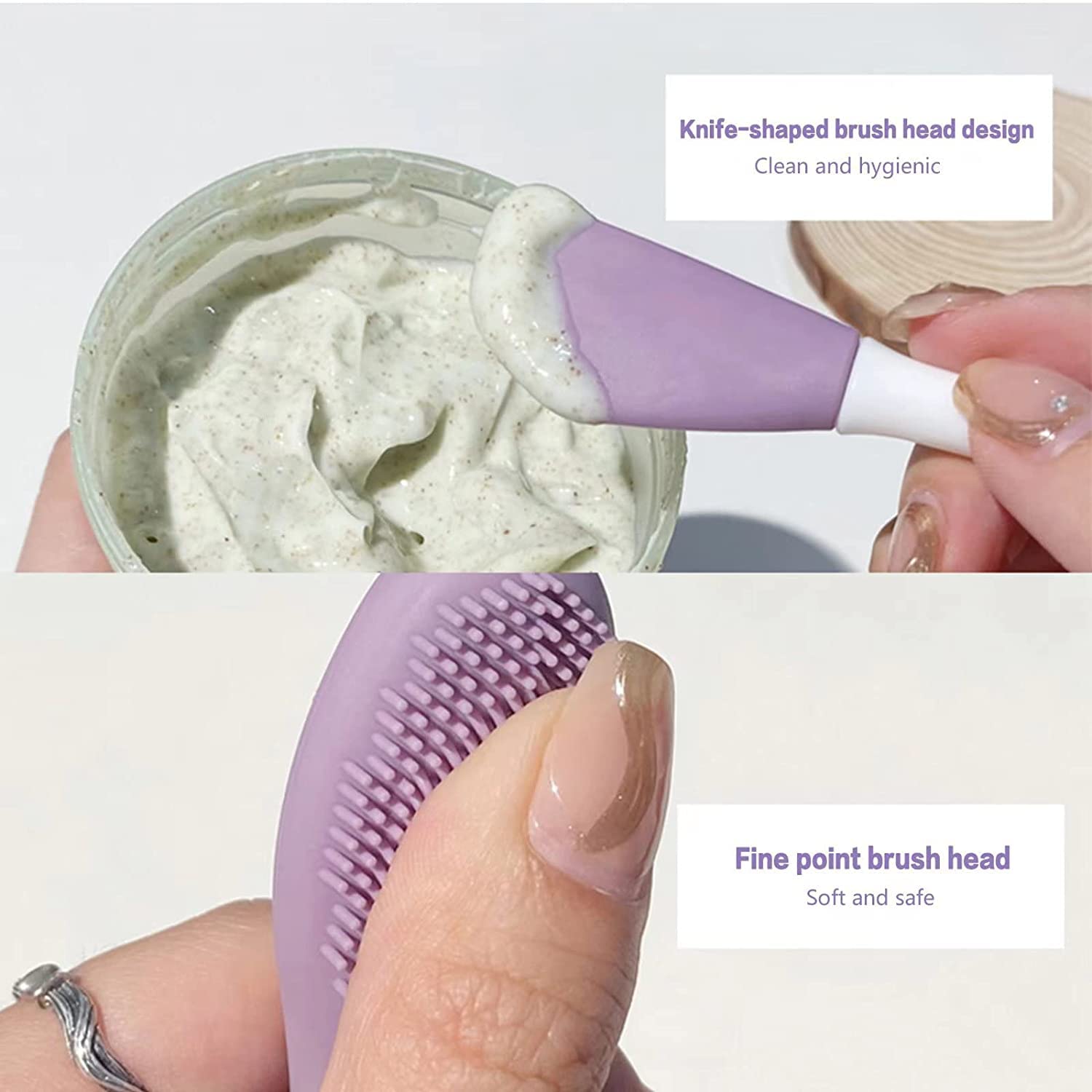 MAPPERZ Double Head Silicone Face Mask Brush - Soft Facial Cleansing Brush for Mud, Clay, DIY & Modeling Masks, BB/CC Cream & Body Lotion Application - Pore Cleaner & Skin Care Tool (Random Color) | Perfect for At-Home Spa, Professional Facials & Makeup Application