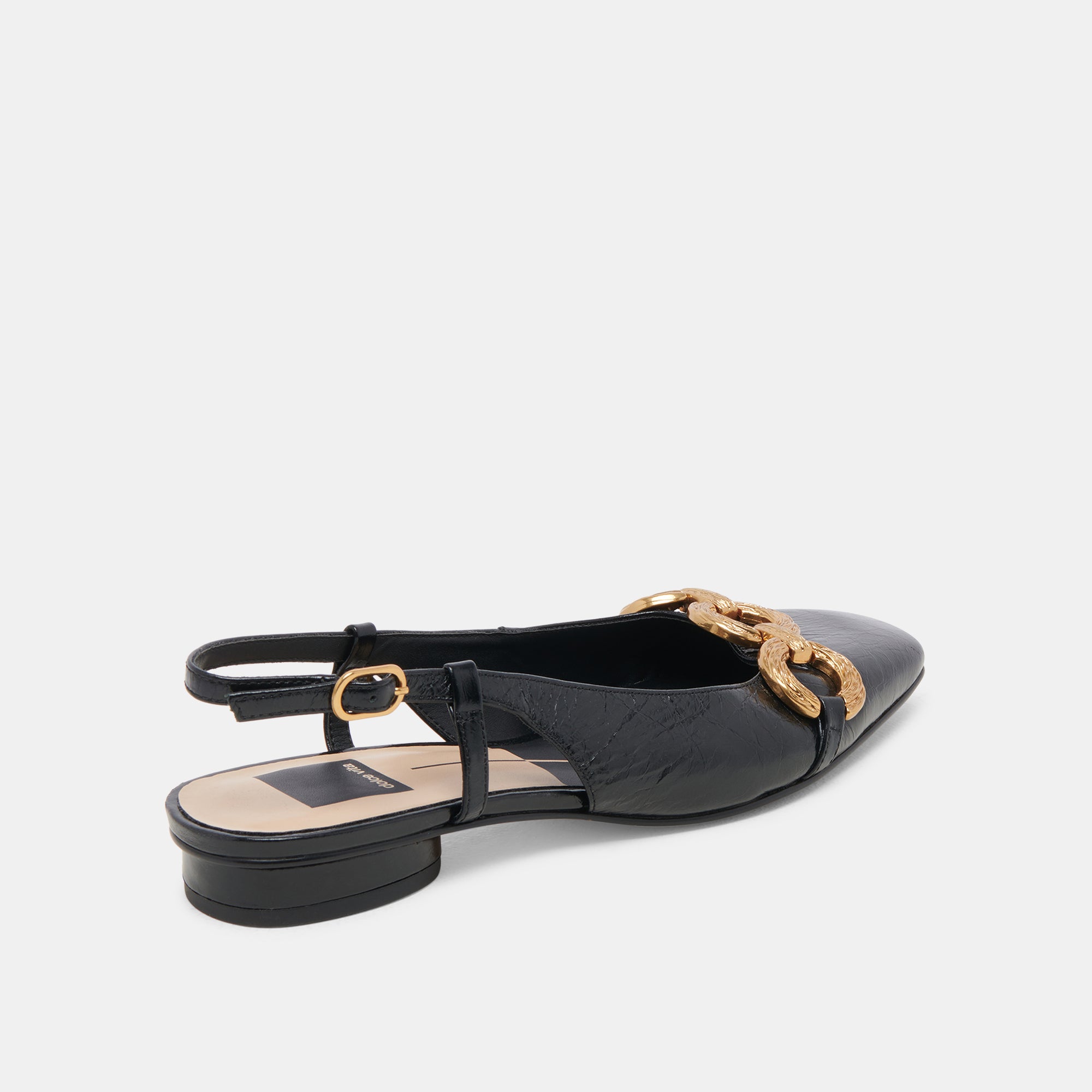 RAMANO FLATS MIDNIGHT CRINKLE PATENT - Stylish Women's Pointed Toe Ballet Flats for Work, Office & Evening Occasions