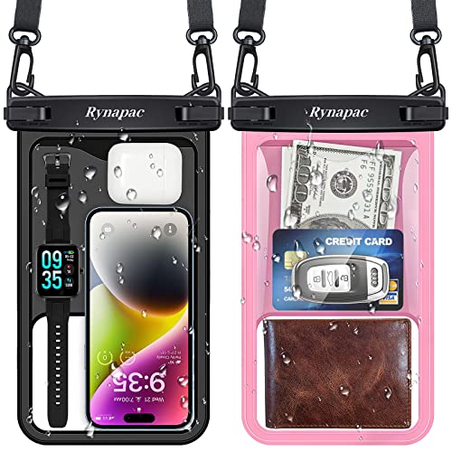 [Pink + Black] Large Waterproof Phone Pouch