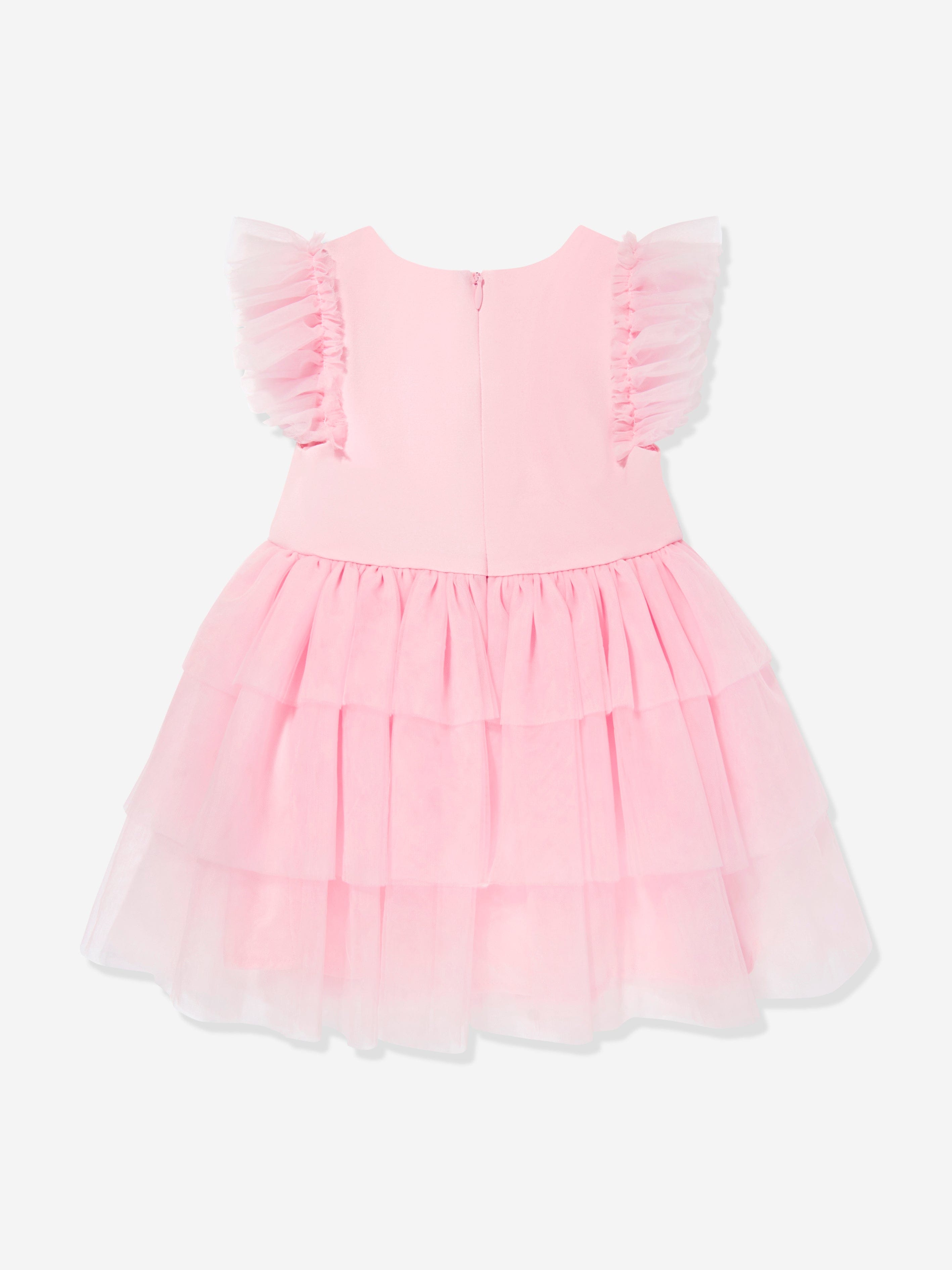 **Pink Baby Girls Tulle Dress with Knickers - Soft & Comfortable Party Dress for Weddings, Birthday, Photo Shoots**