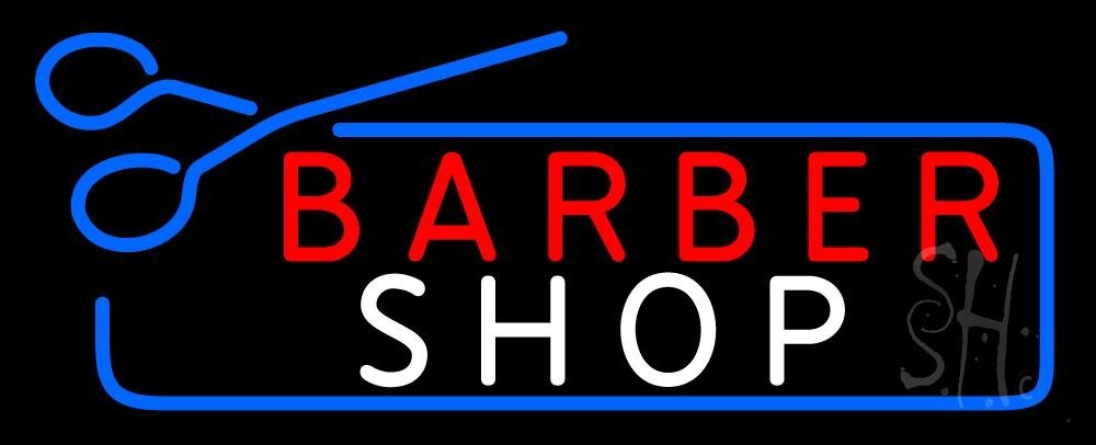 Barber Shop LED Neon Sign with Scissor Design - 10x24 Inches, Black Square Acrylic Backing with Dimmer - Bright Indoor Wall Decor for Barber Shops, Salons & Man Caves - Perfect for Home, Business & Military Gifts