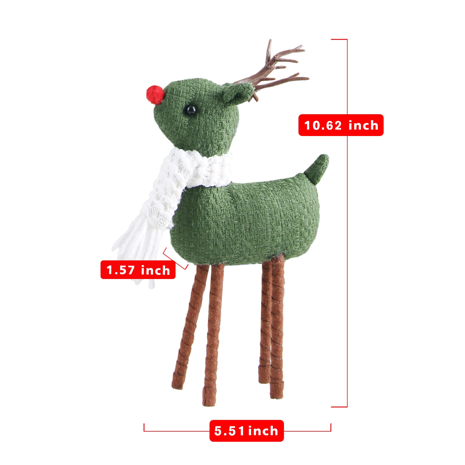 4pcs Handmade Plush Reindeer Christmas Decorations - Standing Swedish Santa Elk Figurines for Home Indoor Holiday Decor | Perfect for Christmas Tree, Mantel & Tabletop Decorating