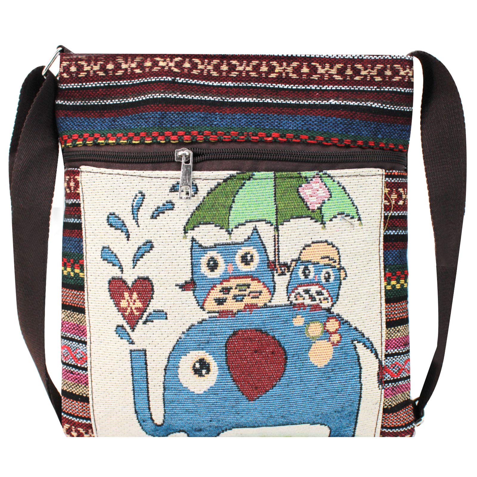 Stylish Owl Embroidered Mini Crossbody Bag for Women & Girls - Lightweight Canvas Shoulder Purse with Phone Pocket | Perfect for Daily Use, Travel & Shopping
