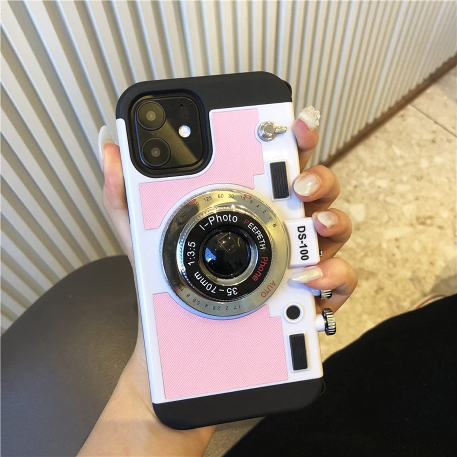3D Cool Camera Design iPhone 6 Plus/6S Plus Case - Shockproof PC + Silicone Cover with Long Strap Rope (Pink) | Perfect for Outdoor Activities, Travel & Daily Protection