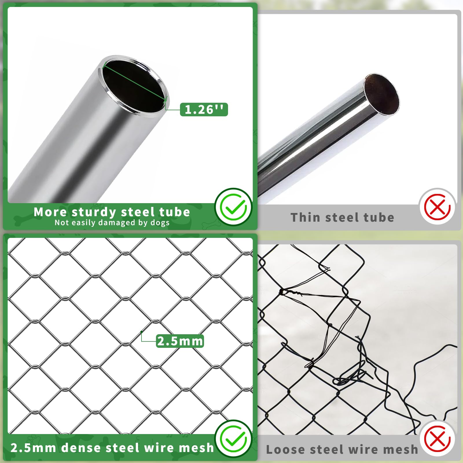 Rovibek 10'×10' Heavy Duty Outdoor Dog Kennel with Roof - Waterproof & Sun-Proof Cover, Includes 2 Stainless Steel Bowls - Perfect for Backyard, Garden, or Patio Dog Runs