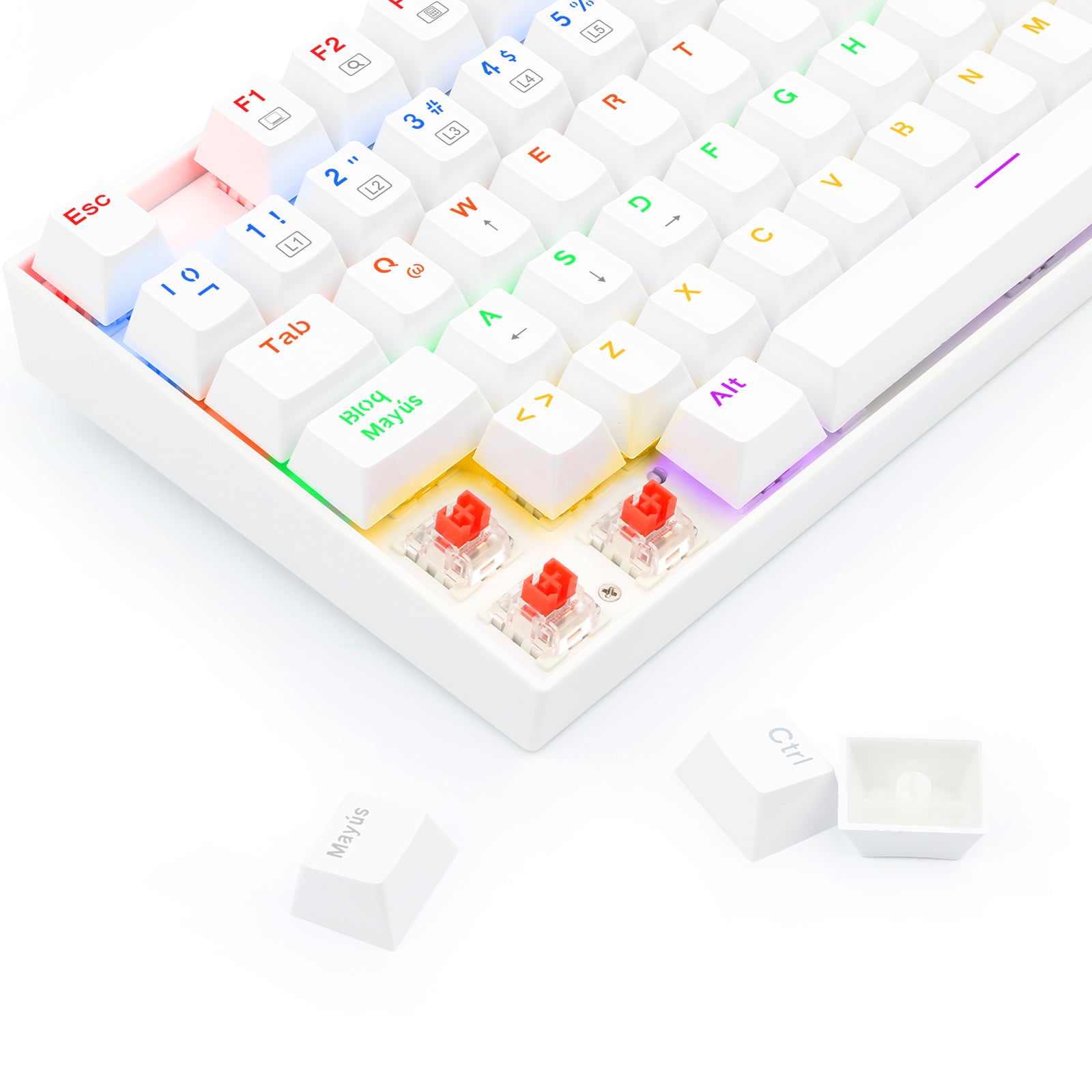 KUMARA 2 K552R SP Rainbow White Gaming Keyboard - Mechanical RGB Backlit Keyboard for PC Gamers - Perfect for FPS, MOBA & Typing