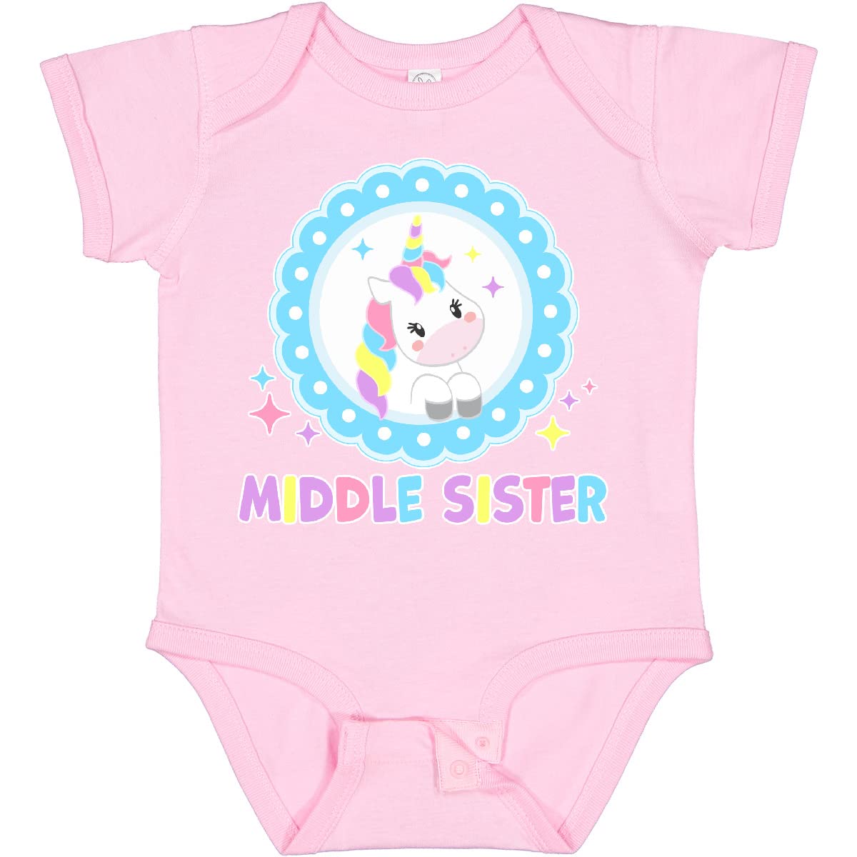 Inktastic Middle Sister Cute Unicorn Baby Bodysuit - Soft Cotton Onesie for Newborns & Infants - Perfect for Birthdays, Baby Showers & Family Photos