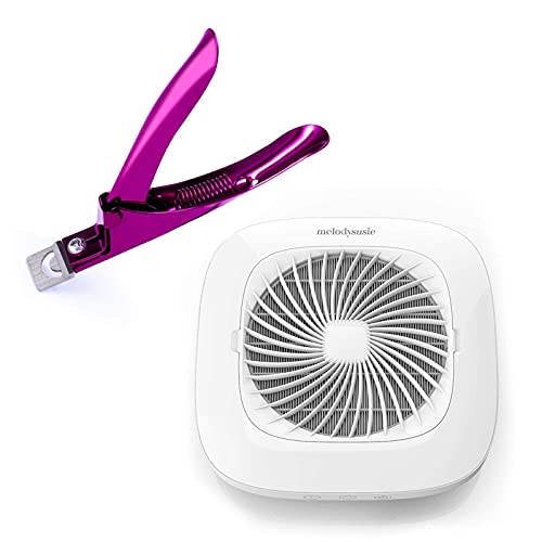MelodySusie Professional Nail Dust Collector with Purple Acrylic Nail Clipper - Portable Manicure Tool for Nail Salon & Home Use