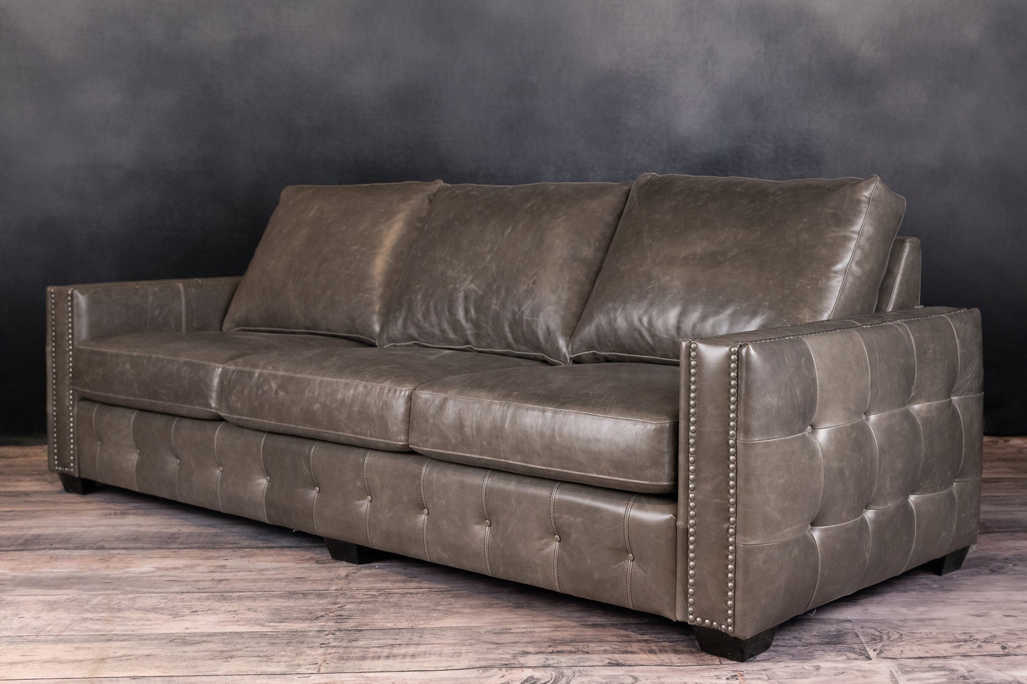 Premium Genuine Leather Wellington Sofa - Modern Luxury Living Room Furniture for Home & Office - Perfect for Relaxing, Entertaining & Stylish Decor