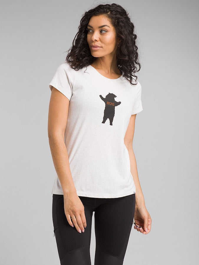 Prana Graphic Women's Short Sleeve T-Shirt - White Bear Print - Comfortable Casual Tee for Yoga, Hiking & Everyday Wear