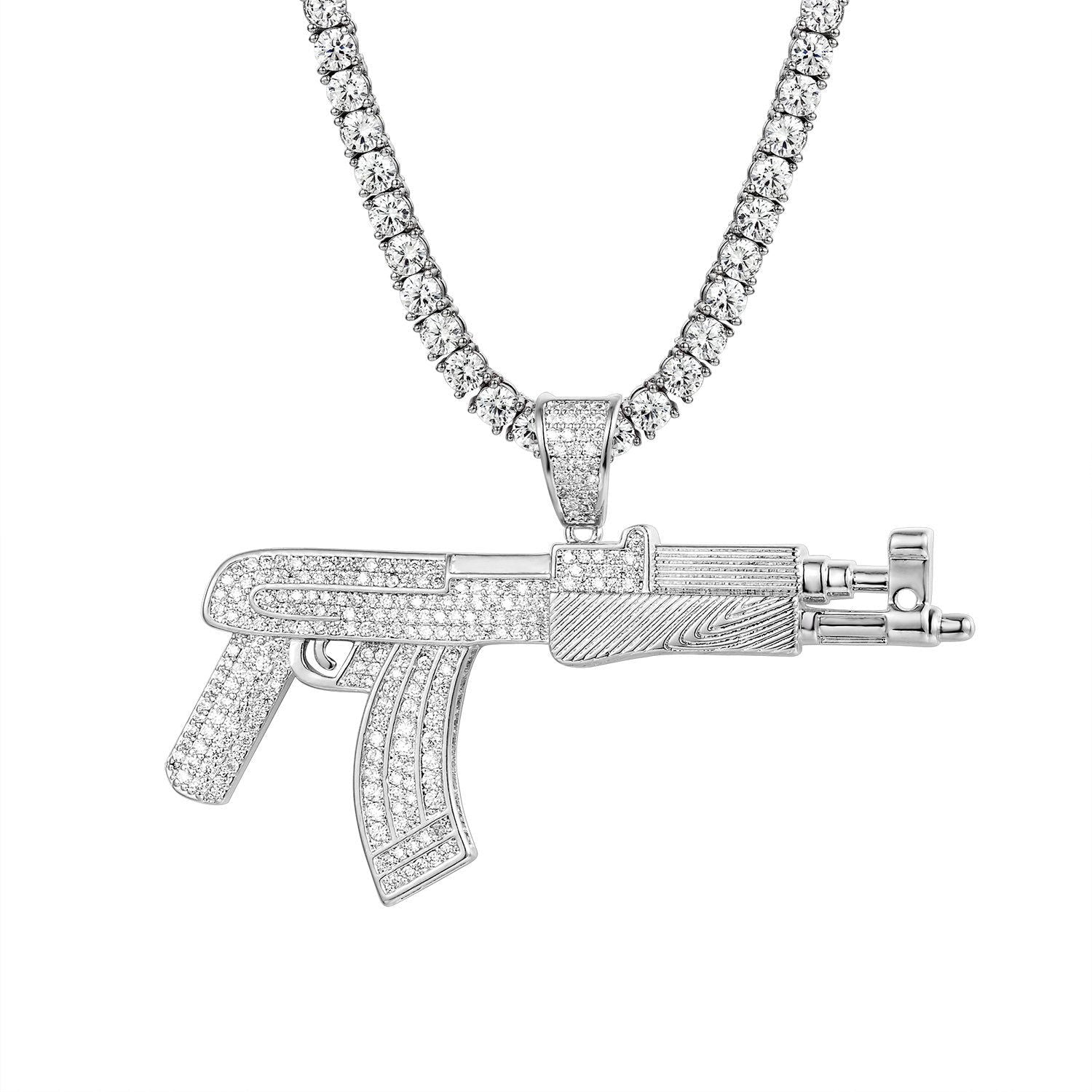 Men's AK-47 Gun Designer Pendant Necklace - Unique Military Style Jewelry for Men - Perfect for Casual Wear, Gifts & Gun Enthusiasts