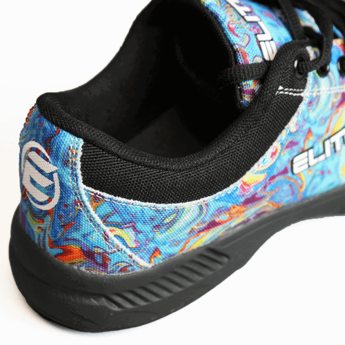 ELITE Women's Blue Swirl Bowling Shoes with Lace-Up Closure & Slide Soles for Right & Left Feet - Perfect for League Play, Tournaments & Casual Bowling Nights