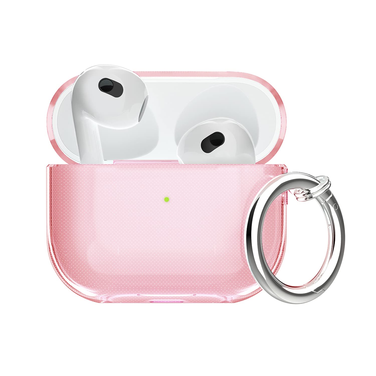 Clear Pink Soft TPU Protective Case for AirPods 3rd Generation - Shockproof Transparent Cover with Keychain | Compatible with AirPods 3 Charging Case | Perfect for Gym, Travel & Everyday Use