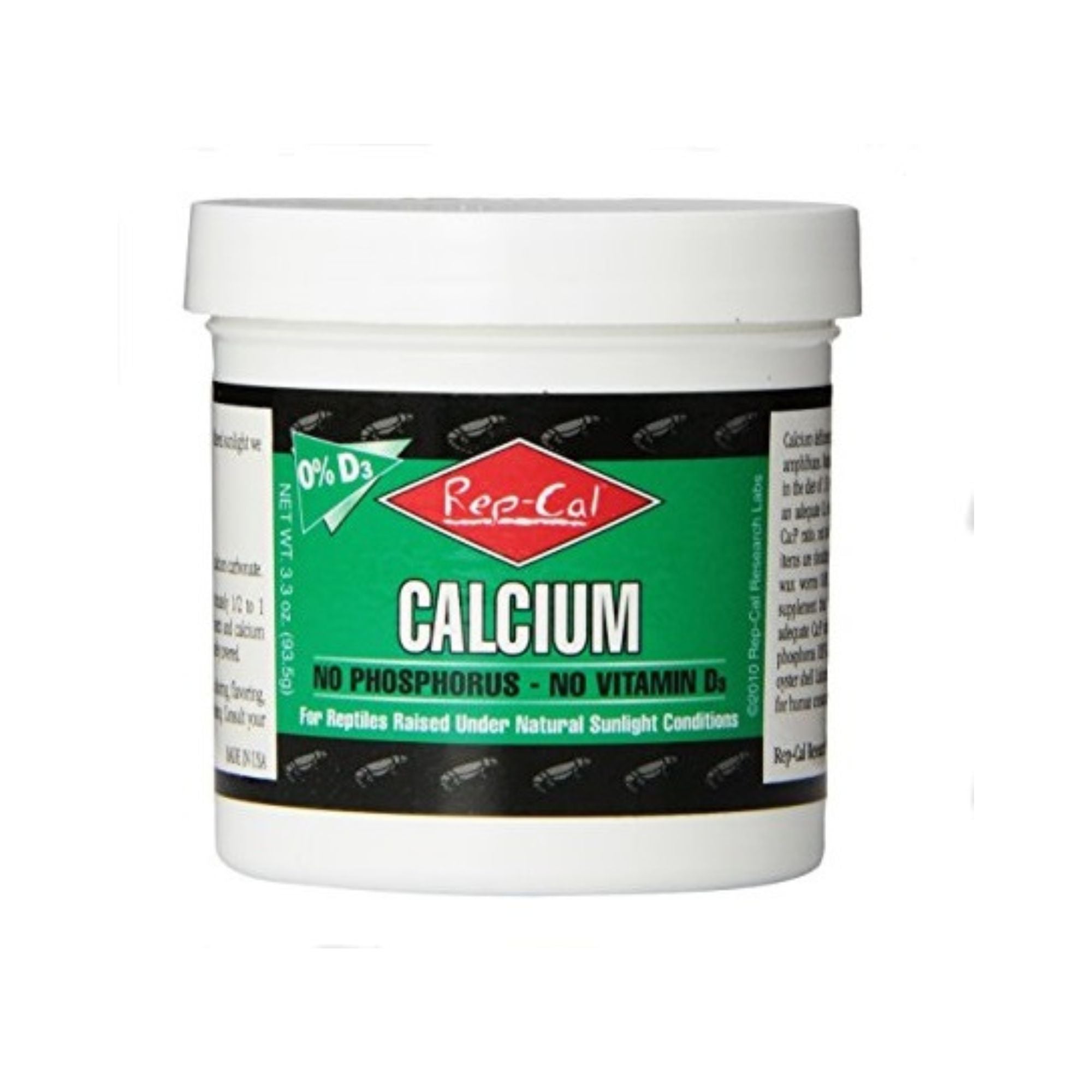 Rep Cal Ultrafine Calcium Powder for Reptiles & Amphibians - No Vitamin D3 | Essential Supplement for Bone Health & Growth | Ideal for Bearded Dragons, Turtles & Frogs
