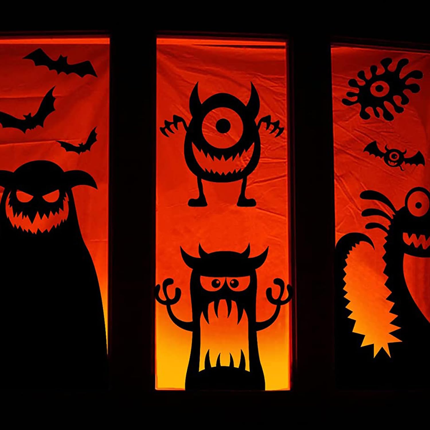 STEFORD 11-Piece Halloween Window Clings - Giant Monster Window Decals & Stickers for Halloween Party Decorations | Spooky Home, Office & Classroom Decor
