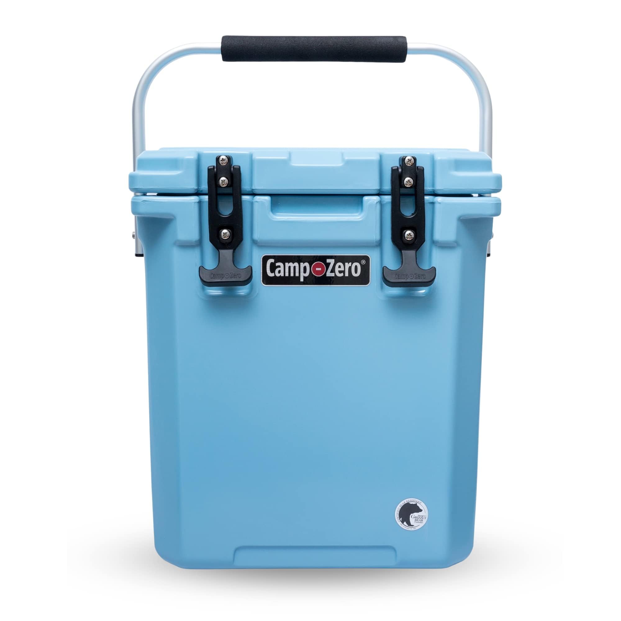 CAMP-ZERO 16L/16.9 Quart Portable Hard Cooler with Divider - Insulated Cooler for Drinks, Wine Bottles & Food - Perfect for Beach, Picnics, Camping, Boating & Travel - Features 2 Molded Cup Holders & Foldable Aluminum Handle - Keep Beverages Cold for Outdoor Adventures
