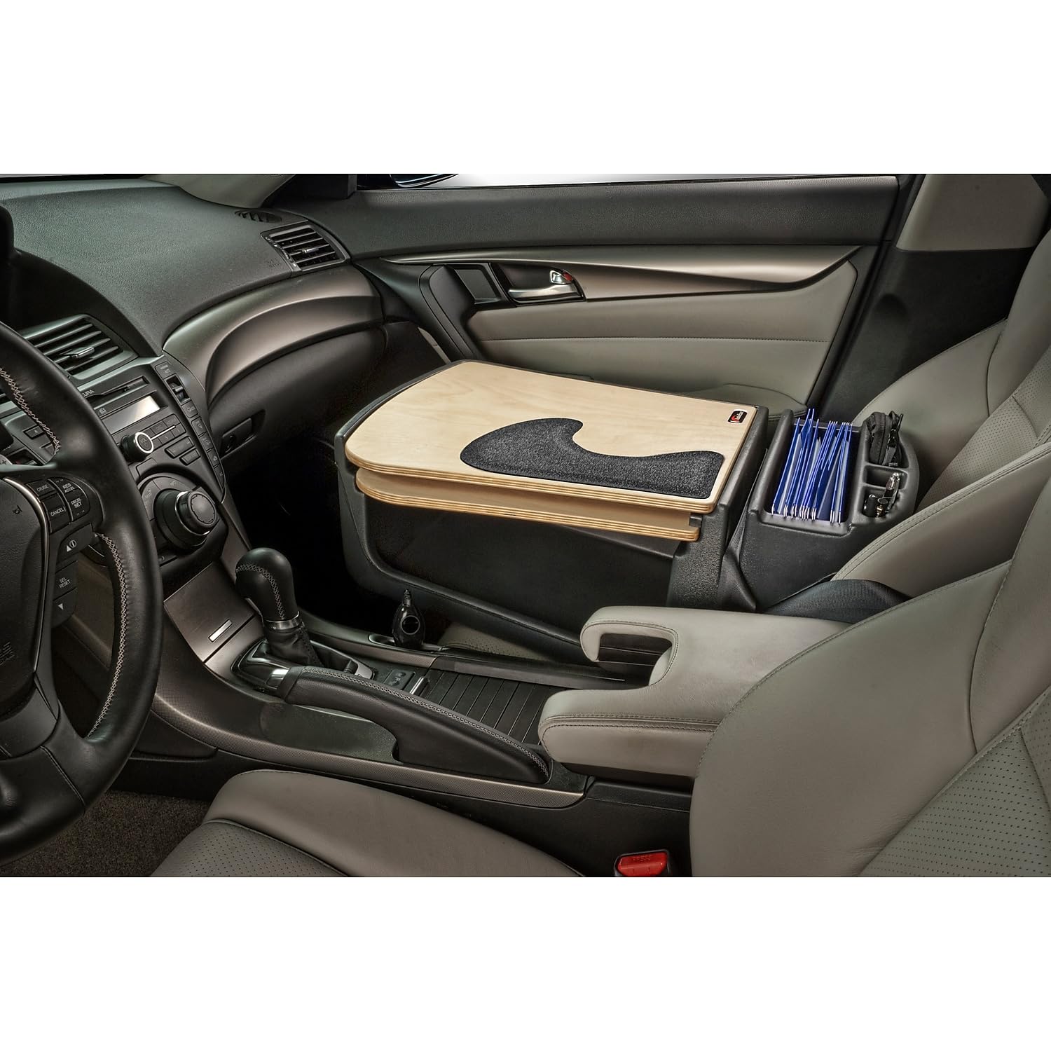 AutoExec AUE10020 GripMaster Car Desk - Premium Birch Finish Wooden Steering Wheel Tray for Laptop & Food - Perfect for Commuters, Road Trips & Office on the Go