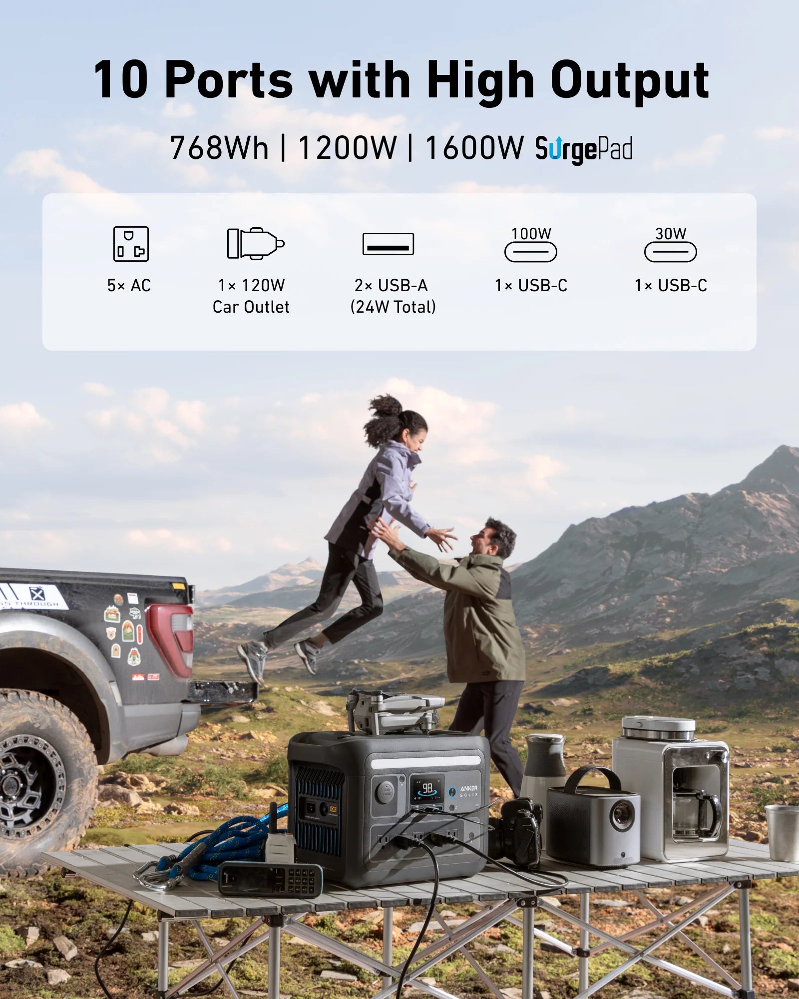 Anker SOLIX C800X Portable Power Station 768Wh 1200W - Solar Generator for Camping, RV, Emergencies & Outdoor Adventures