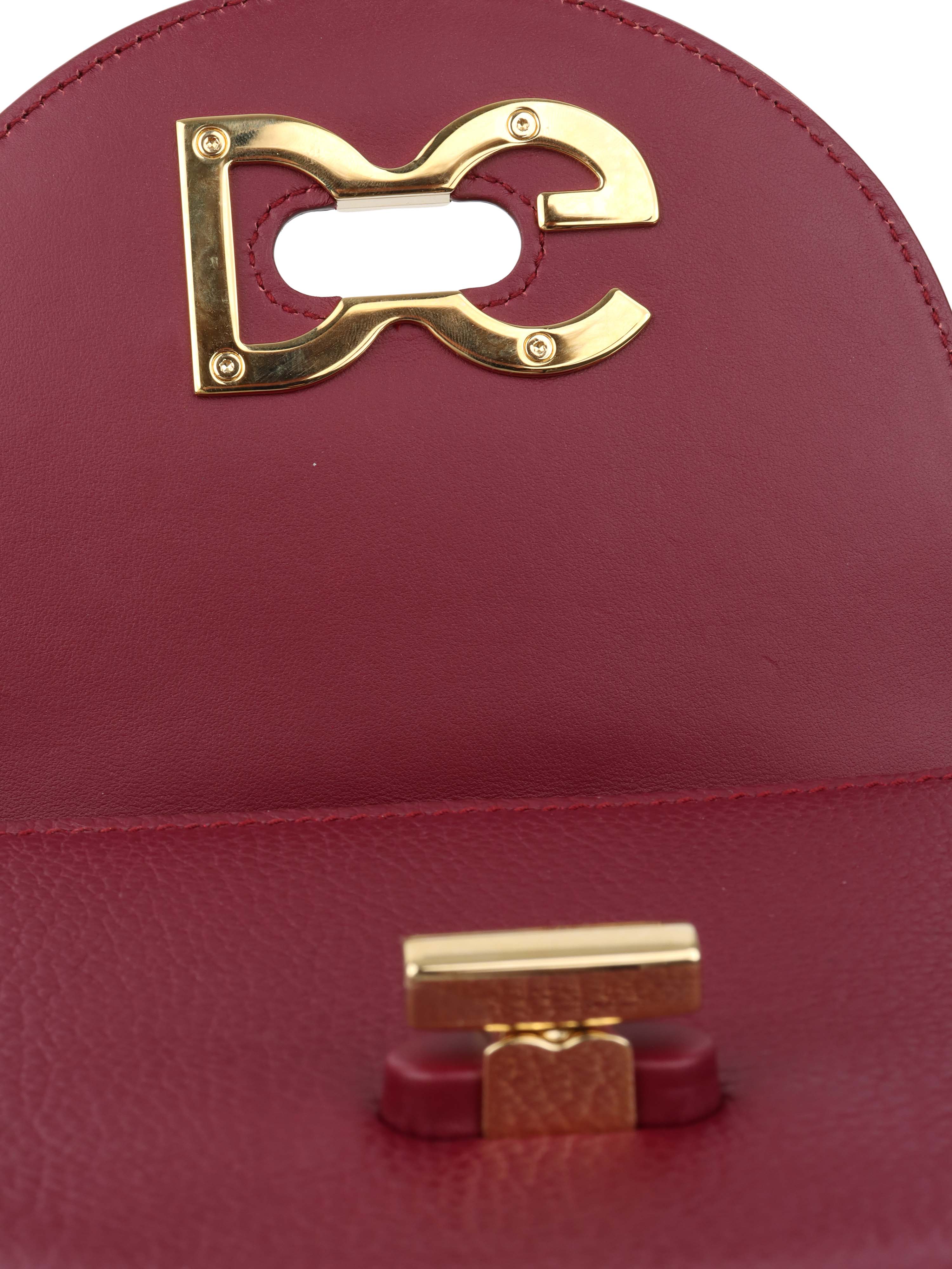 Dolce & Gabbana Burgundy Leather Chain Shoulder Bag for Women - Luxury Designer Crossbody Purse for Evening Parties, Date Night & Special Occasions