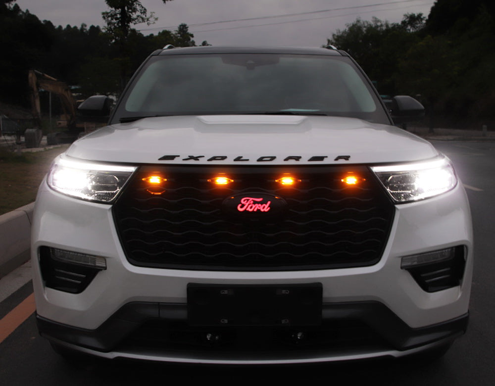 4-Piece Raptor Style Smoked Lens Amber LED Front Grille Light Kit - Universal Fit for Trucks & SUVs - Off-Road, Night Driving & Custom Styling