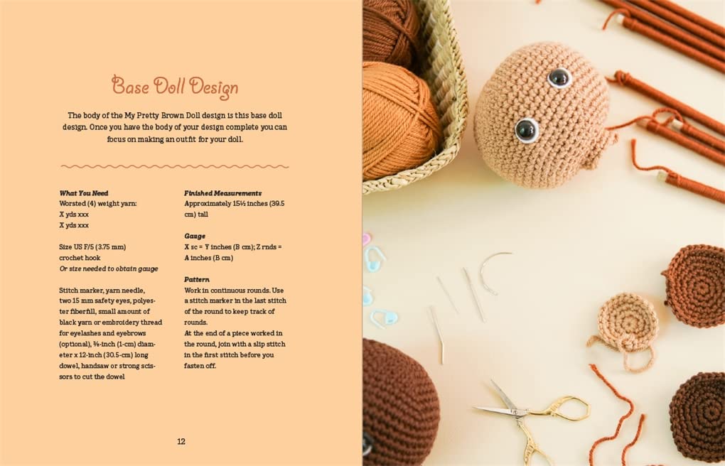 Brown Crochet Doll Patterns - Customizable DIY Amigurumi Doll Kit for Kids & Adults | Perfect for Gifts, Home Decor & Playtime