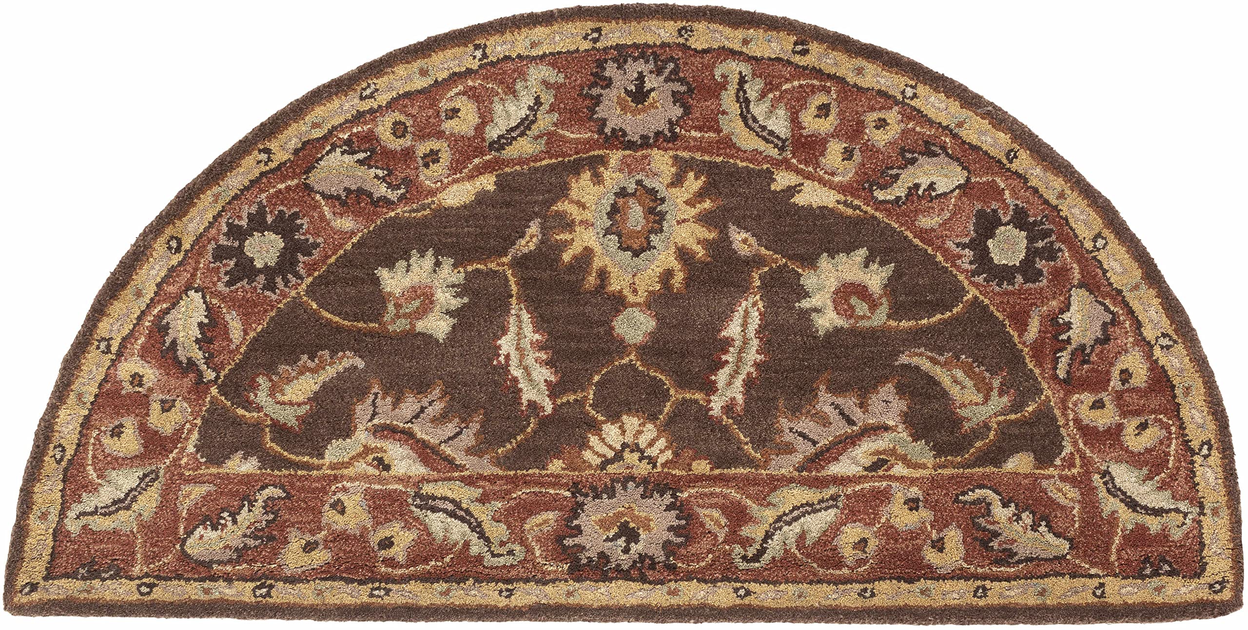 Hauteloom Daviston Wool Area Rug 5' x 8' - Traditional Beige Brown Red Handmade Rug for Living Room, Bedroom - Soft & Durable Floor Covering for Home Decor, Cozy Interior Design