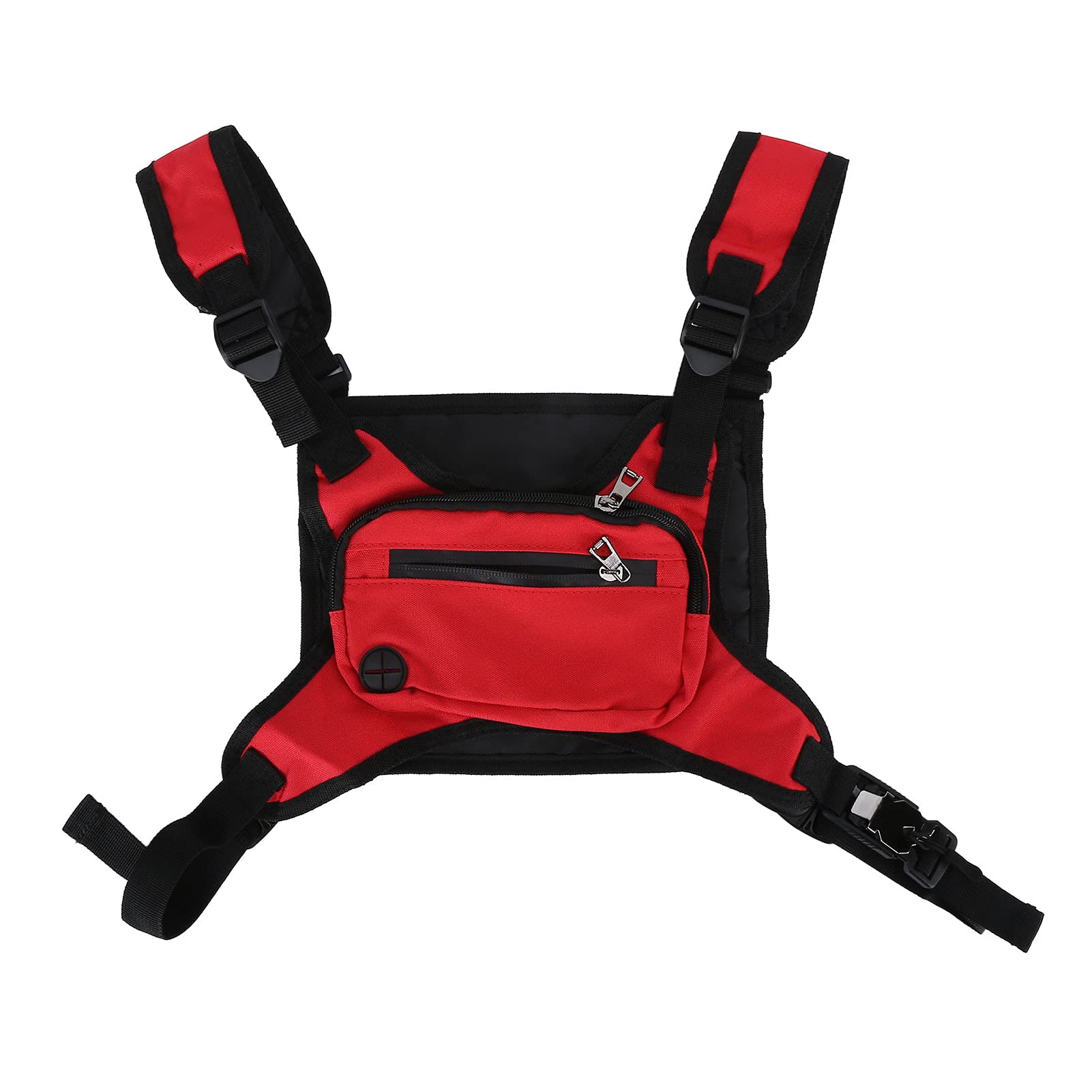 Fdit Running Vest Bag with Earphone Hole - Lightweight Chest Pack for Men & Women - Perfect for Jogging, Hiking & Outdoor Activities (Red)