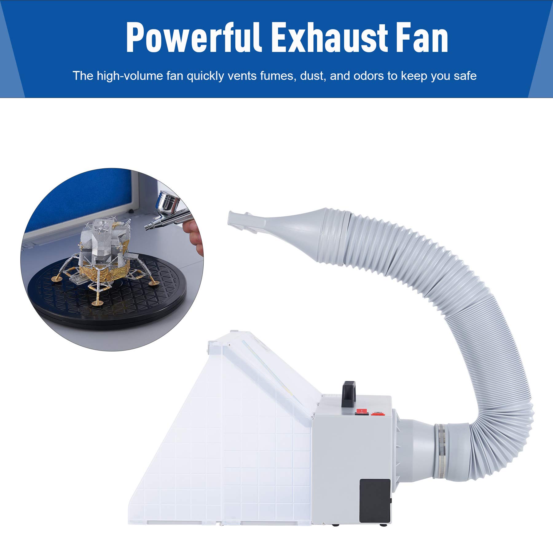 CO-Z Portable Airbrush Spray Booth Kit with 3 LED Lights, 141 CFM Exhaust Fan & Turntable - Professional Painting Station for Model Crafts, Miniatures & DIY Art Projects - Perfect for Hobbyists & Artists in Home Studios