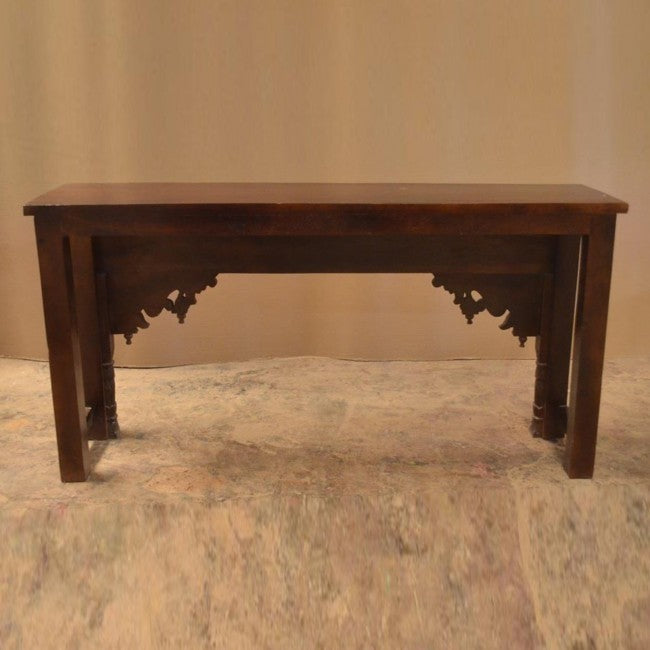 Hand Carved Solid Wood Console Table - Chocolate Brown Finish - Entryway, Living Room & Hallway Furniture - Rustic Home Decor for Foyer & Dining Room