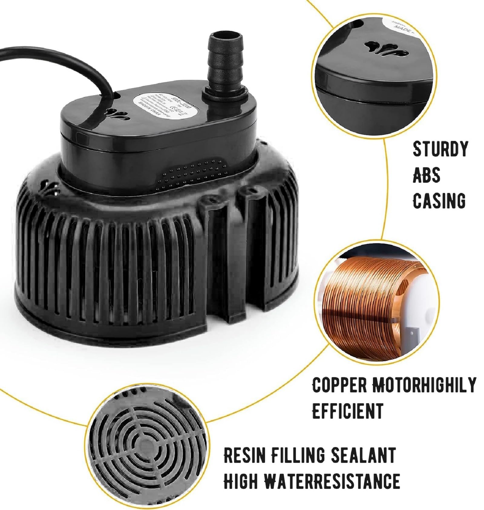 **Heavy Duty Submersible Pool Cover Pump for Above Ground Pools - 3300 GPH Water Pump with 16ft Drainage Hose & 25ft Power Cord - Ideal for Pool Draining, Sump Pumping, and Flood Prevention (Black)**