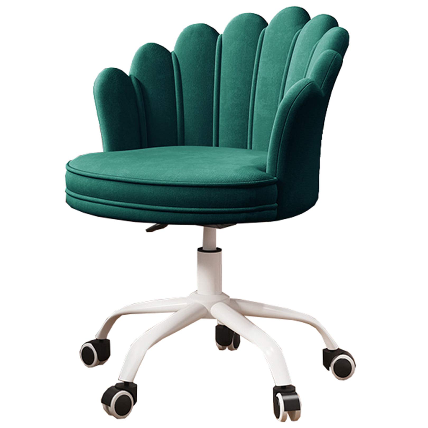 Ergonomic Office Chair with Scalloped Backrest & Wheels - Adjustable Height (40-50cm) Swivel Desk Chair for Home & Office - Perfect for Long Work Hours & Computer Use