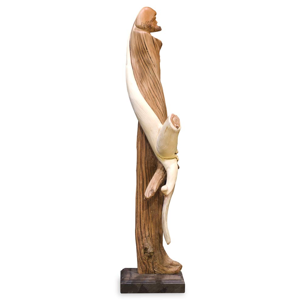 Hand-Carved Cedar Wood Root Damo Asian Sculpture with Stand - Zen Home Decor for Meditation & Office Desk
