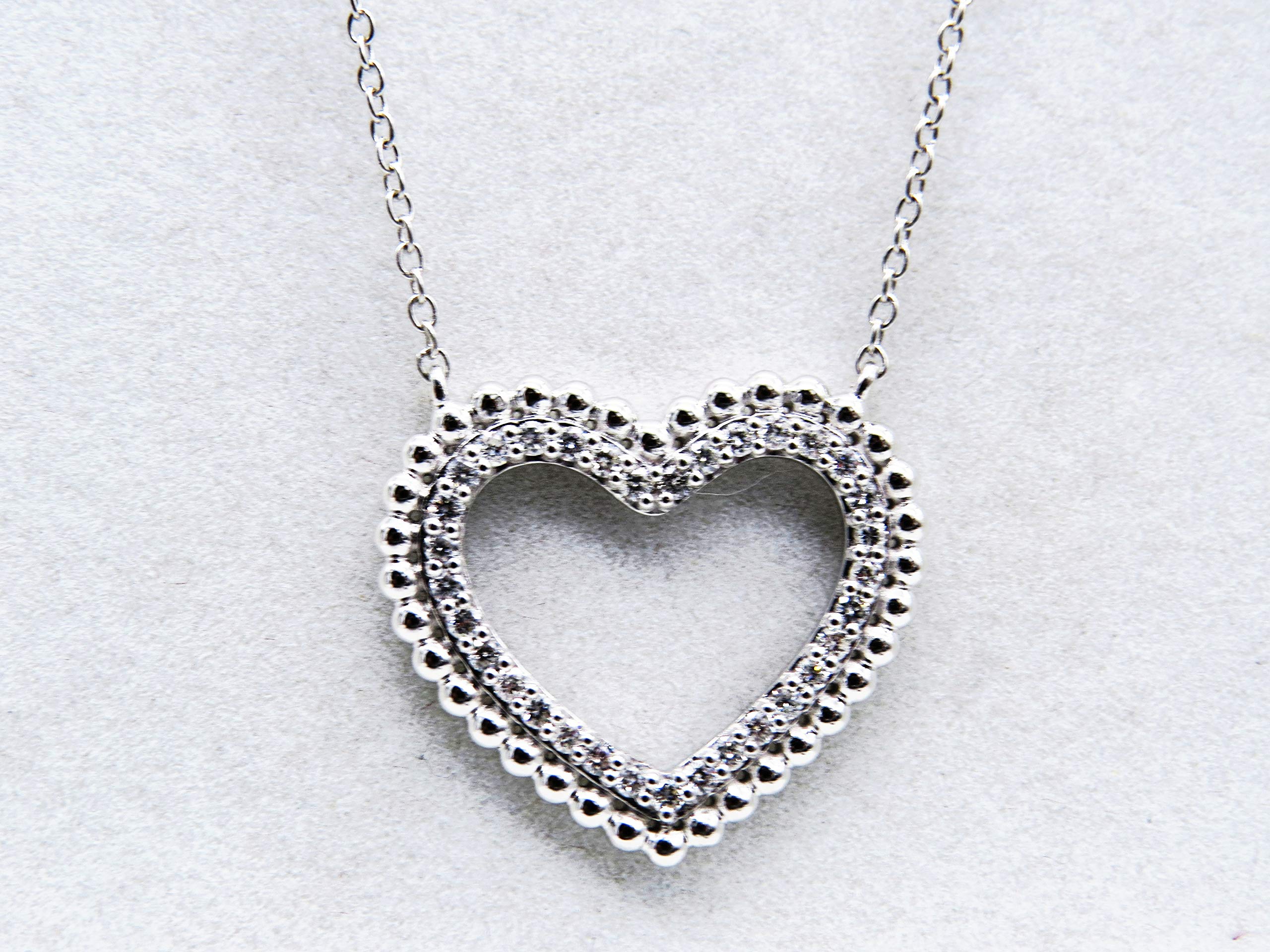 0.50 Cttw 10K White Gold Heart Pendant with Round White Diamonds for Women - Elegant Jewelry Gift for Valentine's Day, Anniversary & Special Occasions
