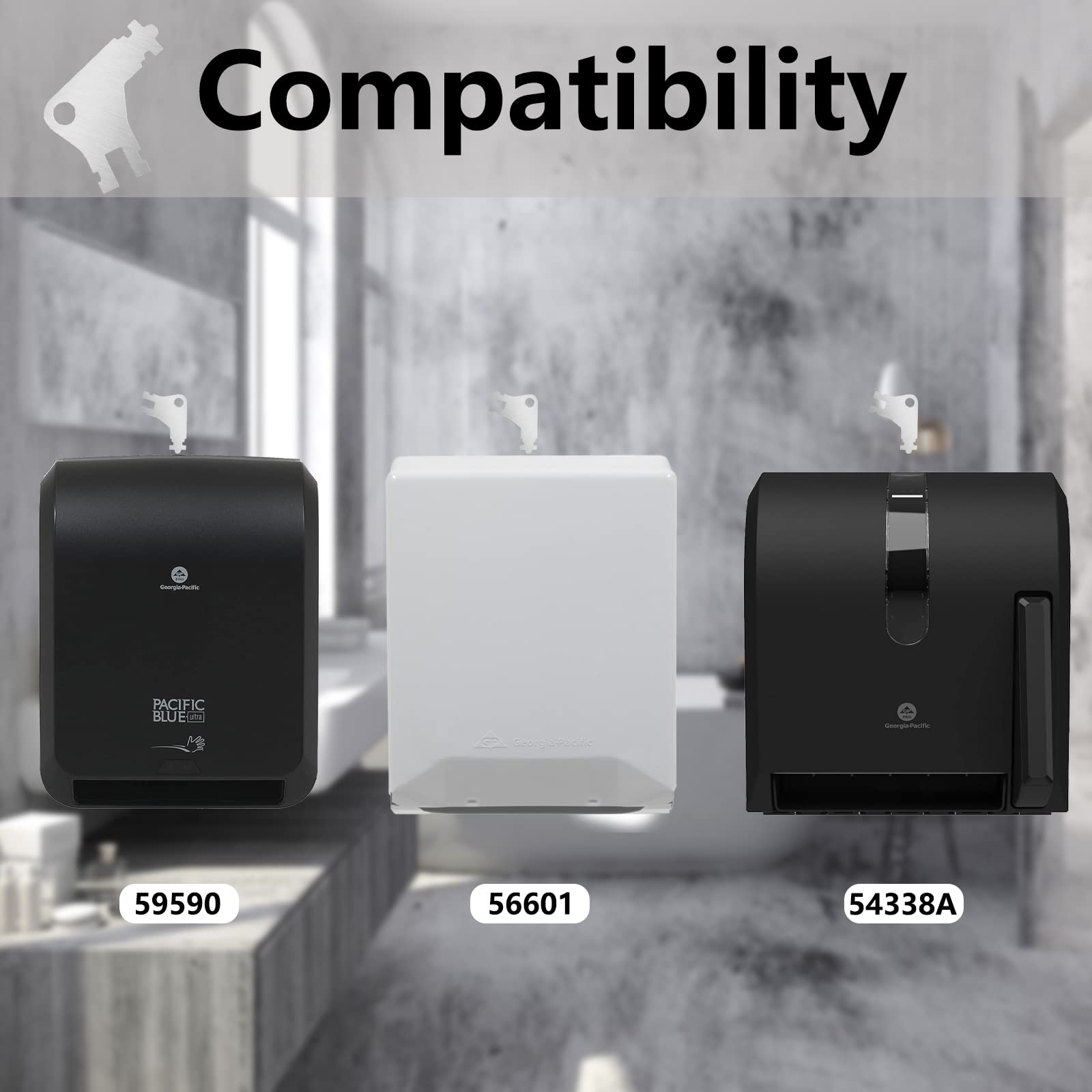12-Pack Universal Paper Towel Dispenser Replacement Keys - Compatible with Georgia Pacific Toilet Paper Dispensers & Most Standard Models - Perfect for Restrooms, Offices, Schools, and Public Facilities