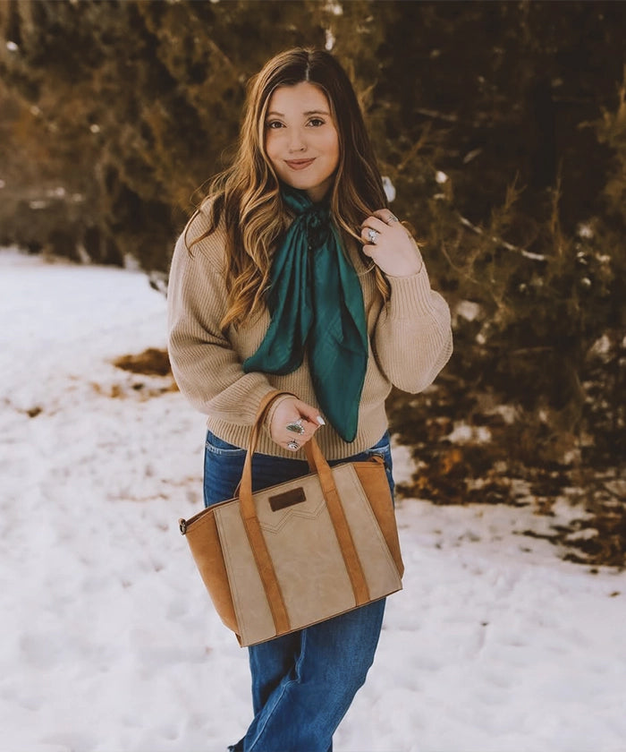 Wrangler Color Block Western Tote Bag for Women - Stylish Cowgirl Purse with Multiple Pockets | Perfect for Rodeo, Travel & Everyday Use