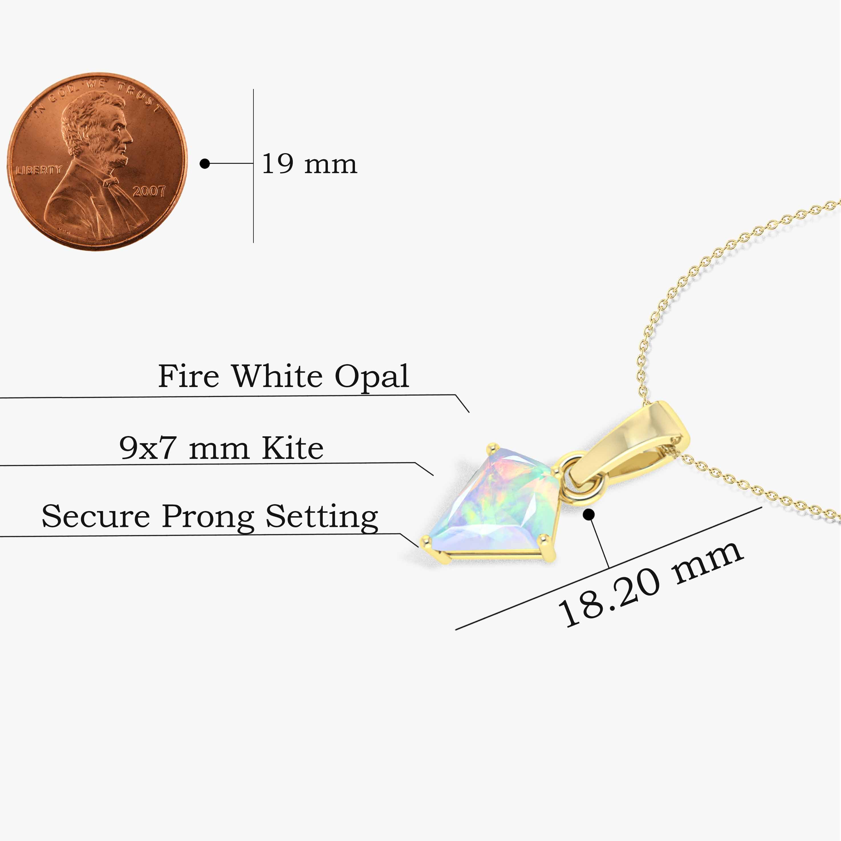 White Opal Kite Gemstone Pendant Necklace - Elegant Dainty Jewelry for Women, Perfect for Everyday Wear, Gift Giving & Special Occasions
