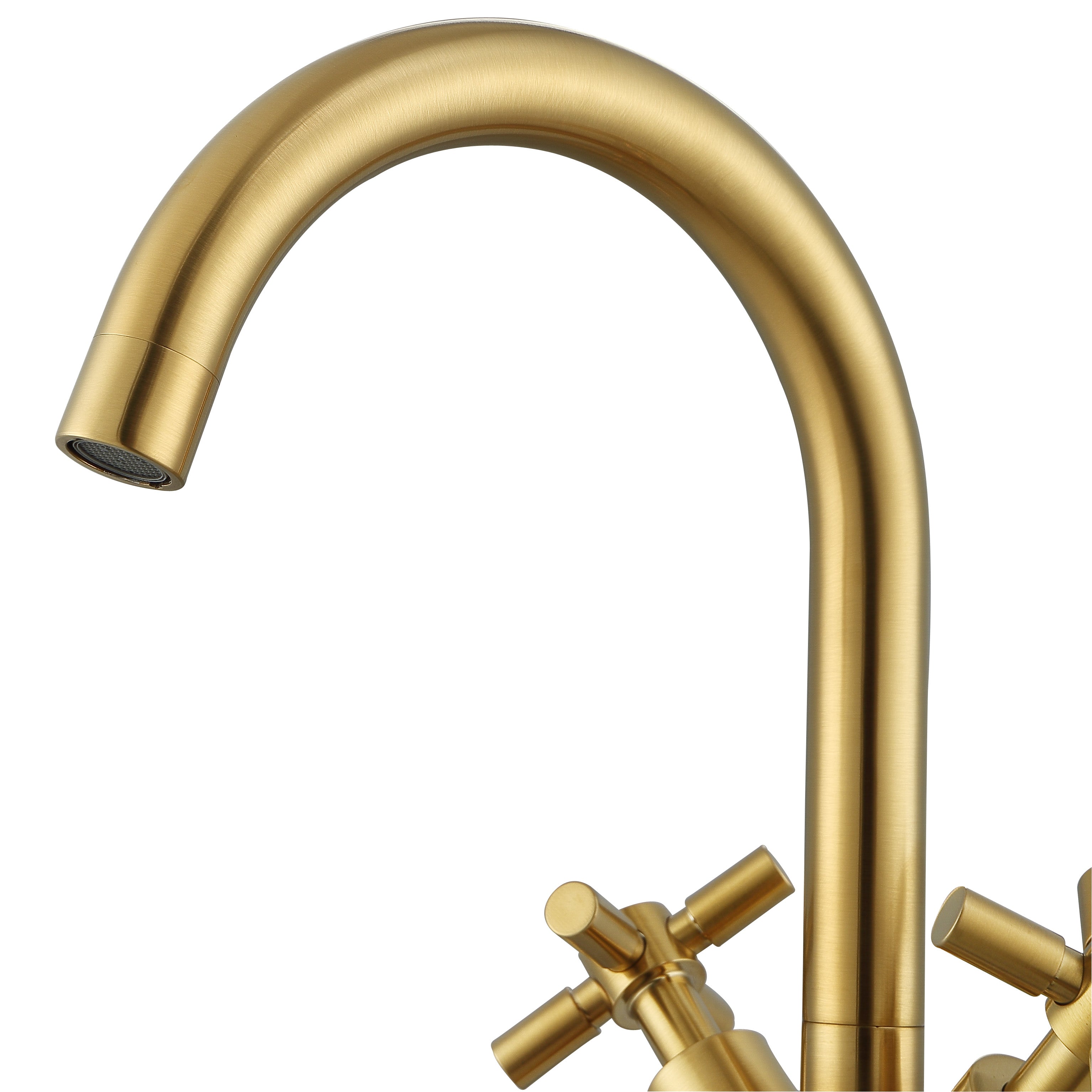 Brushed Gold Single Hole Double Cross Handle Bathroom Faucet - Modern Matte Finish for Bathroom Sink, Vanity & Powder Room (Prima Colori) | Perfect for Home Renovation & Luxury Interior Design