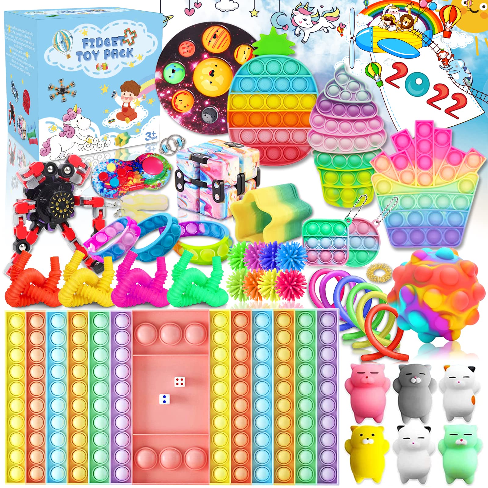 Best TikTok Pop-It Fidget Toy Set for Kids & Adults - Stress Relief Sensory Toys with Push Pop Bubbles - Perfect for Anxiety Relief, Classroom Focus & Office Breaks (Y-3)