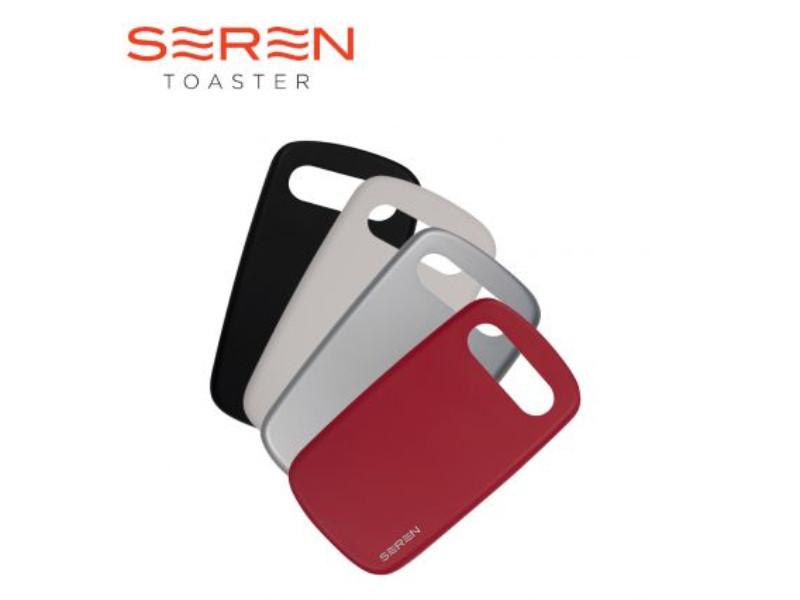 BergHOFF Seren 2-Piece Side Loading Toaster with Red Panel - Perfect for Breakfast, Brunch & Small Kitchens - Compact & Stylish Countertop Appliance
