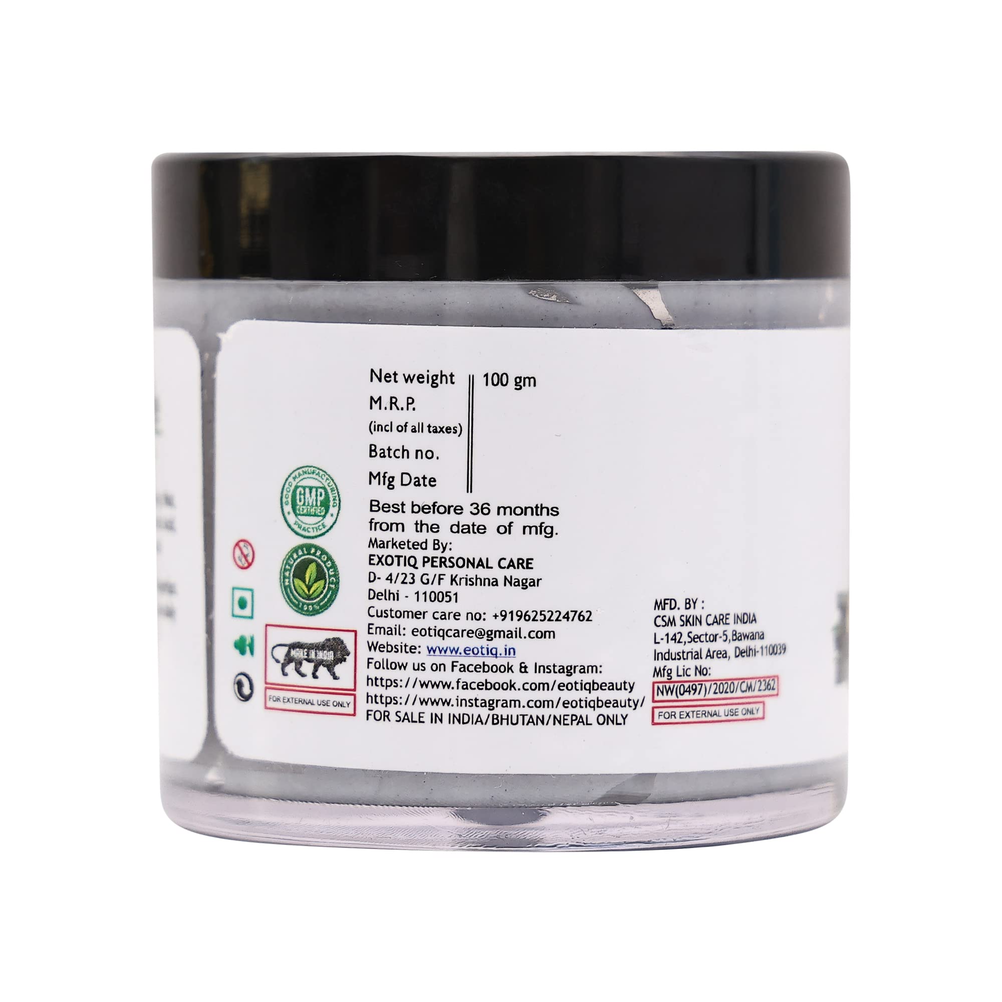 Eotiq Activated Charcoal Face Scrub - Deep Cleansing Exfoliator for Acne, Blackhead & Dead Skin Removal - 100g | Purifying Facial Treatment for Oily & Combination Skin | Perfect for Daily Skincare Routine