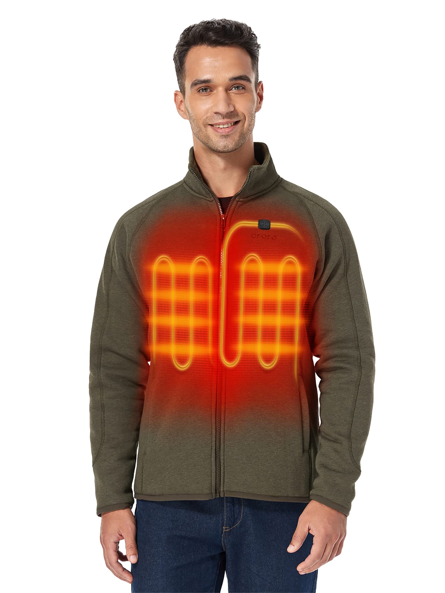 ORORO Men's Heated Fleece Jacket with Rechargeable Battery - Winter Electric Warming Jacket for Outdoor Activities, Hunting, Camping & Work - USB Heating Liner (Charger Sold Separately)