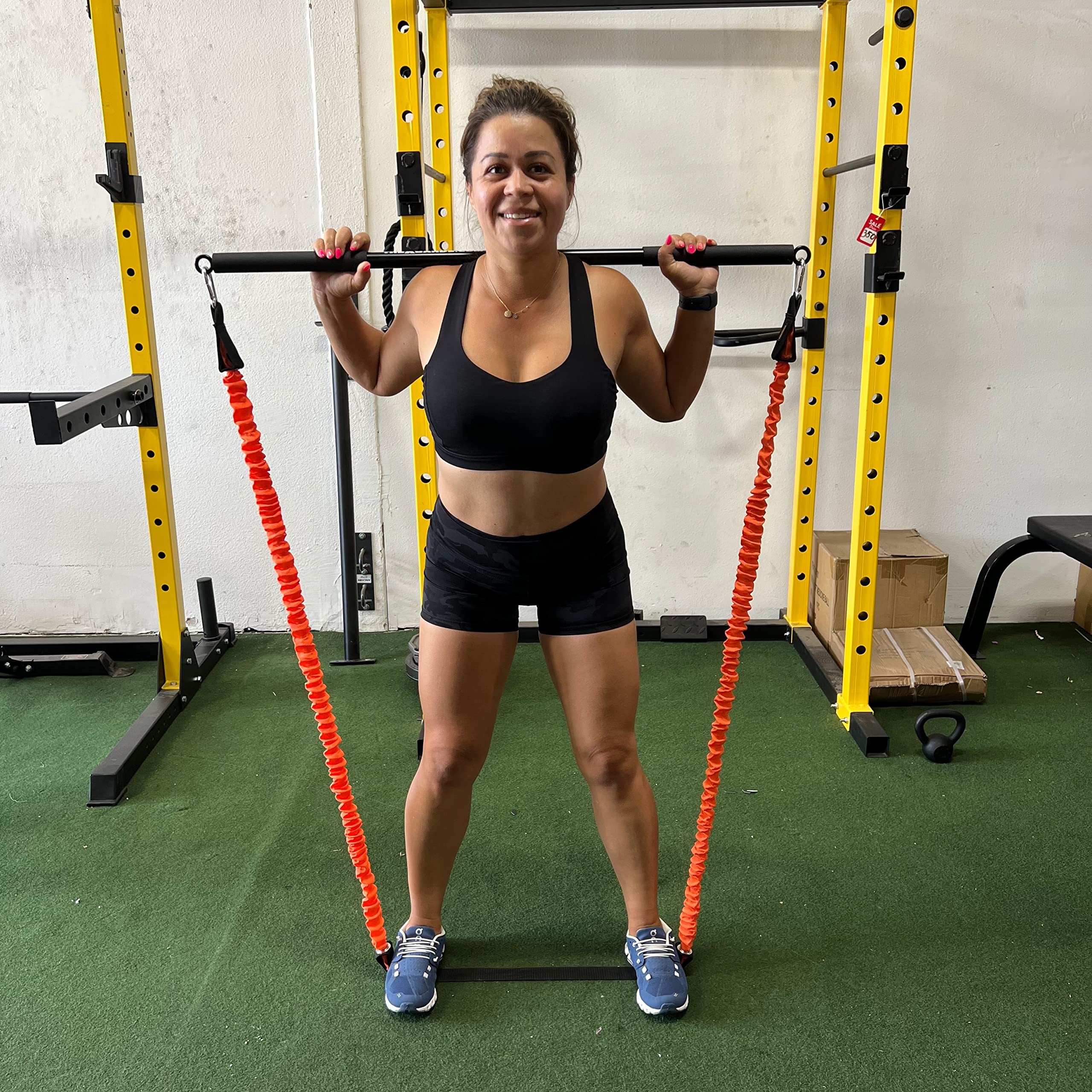 Extra Strong Resistance Bands Set - 3-Piece Steel Bars with Long Exercise Bands for LAT Pull Down, Bicep & Tricep Workouts - Home Gym & Travel Fitness Equipment - Perfect for Strength Training, Muscle Building & Full Body Workouts at Home or On The Go