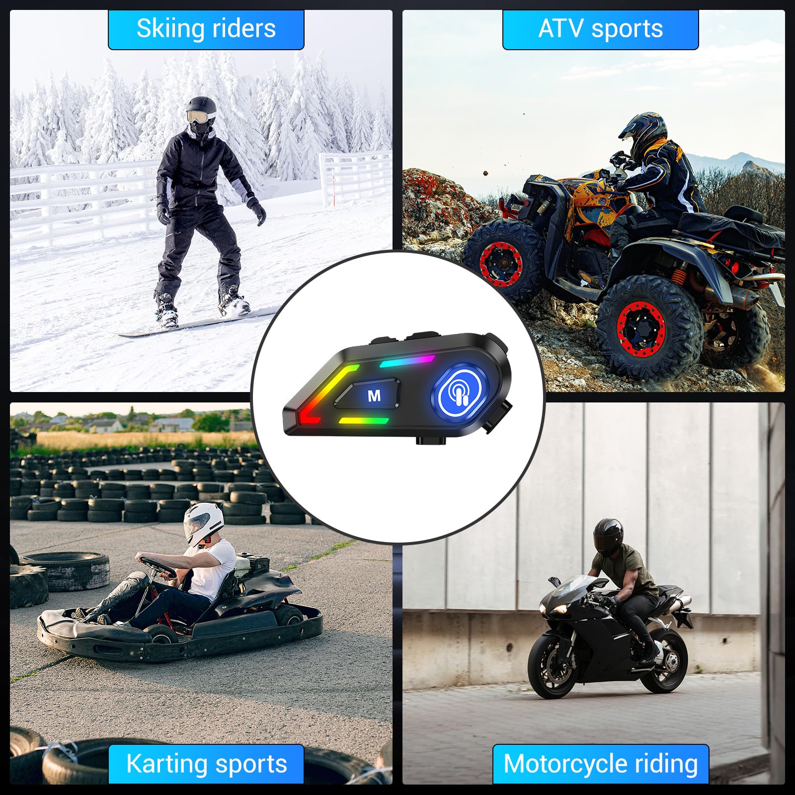 Motorcycle Helmet Bluetooth Headset C5 - Wireless Helmet Speakers with Dual Mic, Hands-Free Calls, Music Streaming, IPX5 Waterproof, Noise Cancellation, Siri Activation, Dual Phone Connectivity - Perfect for Commuting & Long Rides